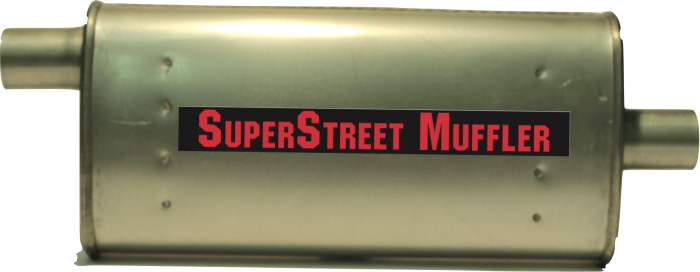 Super Street Mufflers Professional installer - SuperStreet Muffler 1.75"id offset/center 3X7X16"body 21"OAL Part#:IM403