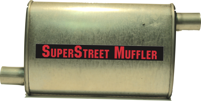 Super Street Mufflers Professional installer - SuperStreet Muffler 1.75"id offset/offset 4X9X15"body 21"OAL Part#:IM405