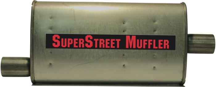 Super Street Mufflers Professional installer - SuperStreet Muffler 2.25"id offset/center 4X9X18"body 25"OAL Part#:IM422