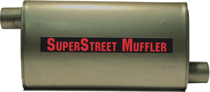 Super Street Mufflers Professional installer - SuperStreet Muffler 2.25"id offset/offset 4X9X18"body 25"OAL Part#:IM437