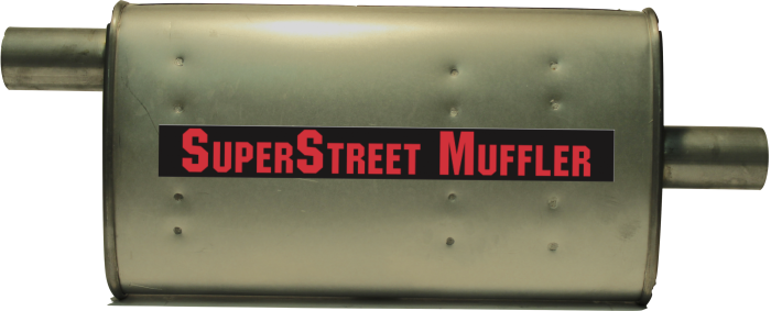 Super Street Mufflers Professional installer - SuperStreet Muffler 2"id offset/center 4X9X18"body 25"OAL Part#:IM470