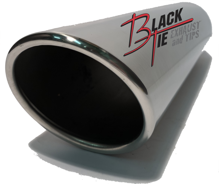 BlackTie Exhaust and Stainless Steel Tips - BlackTie Exhaust Tip  Rolled Angle  4”rd X 18”long 2.5”id High Polished Stainless Steel