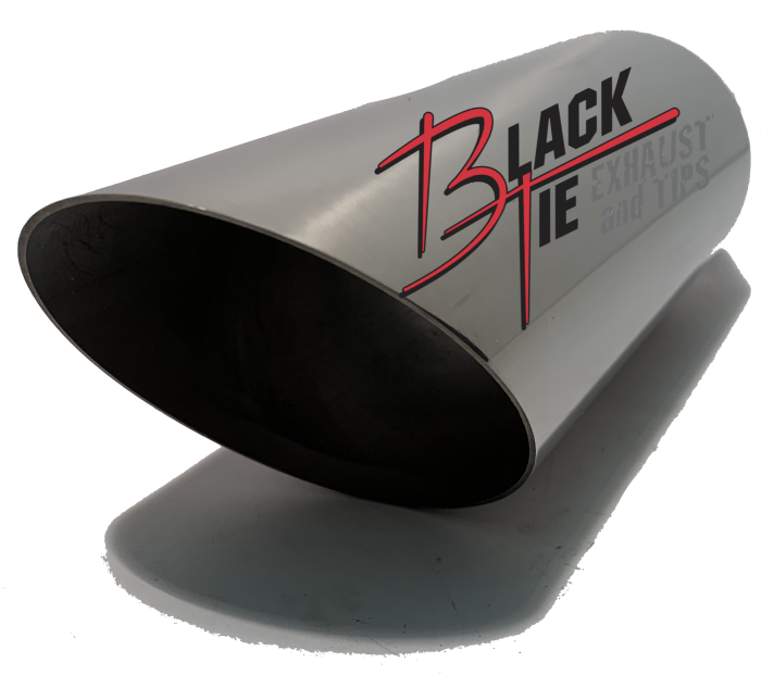 BlackTie Exhaust and Stainless Steel Tips - BlackTie Exhaust Tip  Angle Cut  3.50”rd X 12”long 21/2”I’d  High Polished Stainless Steel (weld on)