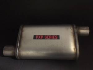 PXP1400 Series-2.50"id in 2.50"id out offset/offset 4"X9" oval 14" body 20" overall universal muffler #PXO1236