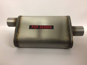 ProlineXtreme Performance  - PXP1400  Series ProlineXtreme Performance Mufflers - ProlineXtreme Performance Highway and Off Road - PXP1400 Series-2.25"id in 2.25"id out offset/center 4"X9" oval 14" body 20" overall universal muffler #PXP1225