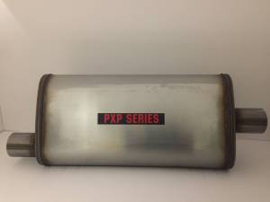 PXP1800 Series-2.25"id in 2.25"id out offset/center 4"X9" oval 18" body 24" overall universal muffler  #PXP1255