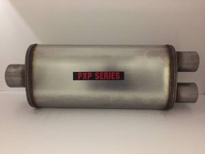 PXP1800 Series-3"id in 2.50"id out center in dual out 5"X8" oval 18" body 24" overall universal muffler #PXP2288