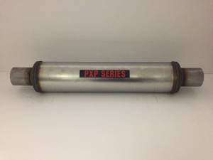 PXP1800 Series-2.25"id in 2.25"id out center in center out 4" round 18" body 24" overall universal muffler #PXP0425