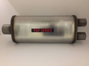 PXP1800 Series-2.50"id in 2.50"id out center in dual out 5"X8" oval 18" body 24" overall universal muffler #PXP2268