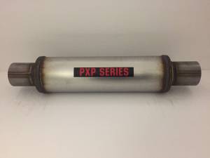 PXP1400 Series- 2.50"id in 2.50"id out center in center out 4" round 14" body 20" overall universal muffler #PXP0416