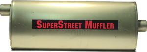 SuperStreet Muffler 2.25"id offset/center 4.50"X9.75"X24"body 28.50"OAL Part#:IM434